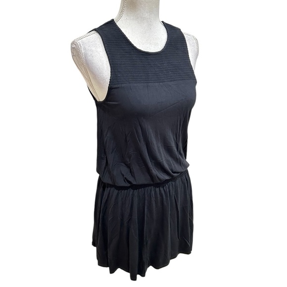 Soft Joie black smocked sleeveless drop waist jersey mini dress size small - Picture 3 of 9